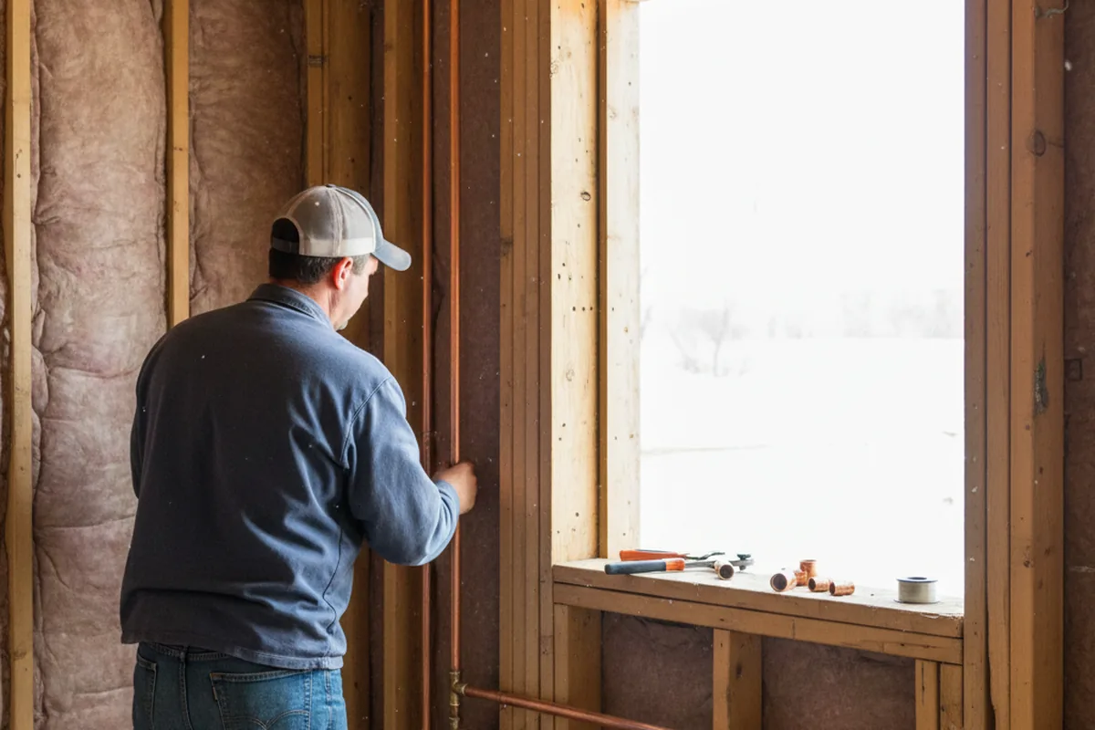 Licensed plumber running new copper supply lines in a Cheyenne Wells home
